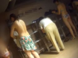 その辺のプールの更衣室に忍び込んでおっぱい丸出しの女の子を盗み撮り！カワイイ女の子３人組♪    