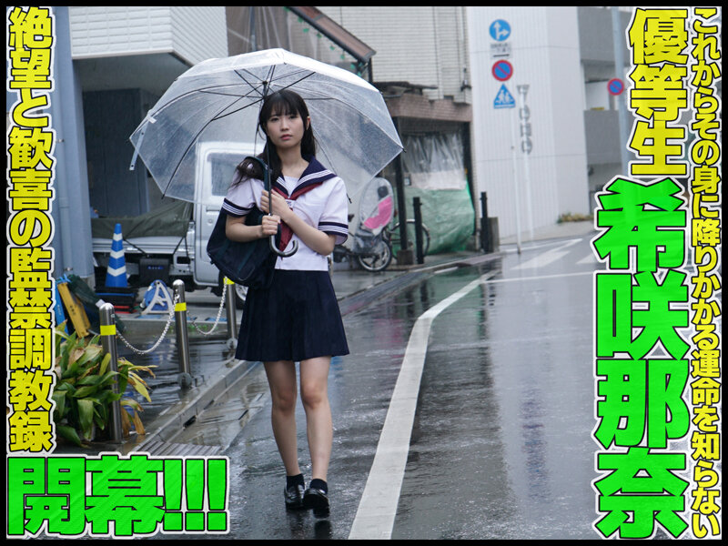 傘をさしてるセーラー服の女子校生